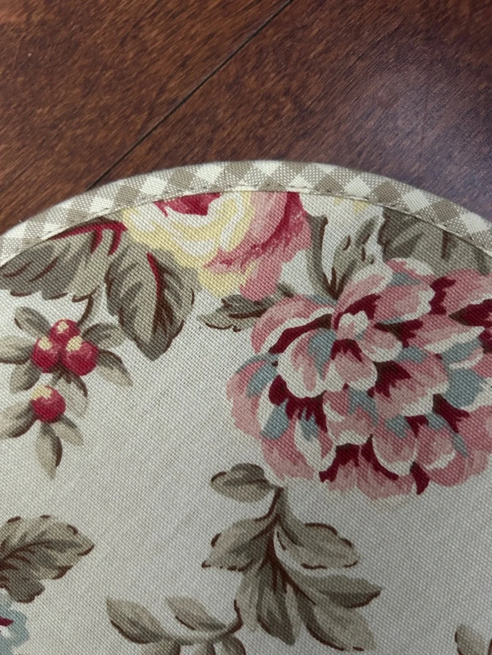 Reversible Shabby Chic Floral and Gingham Quilted Fabric Placemats, Set of Six